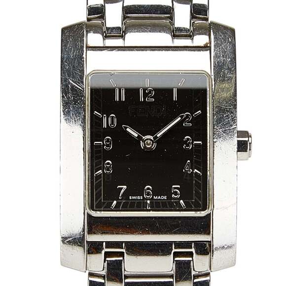 Fendi Horologi Classico Watch 7000L Quartz Movement Black Dial Stainless Stee...